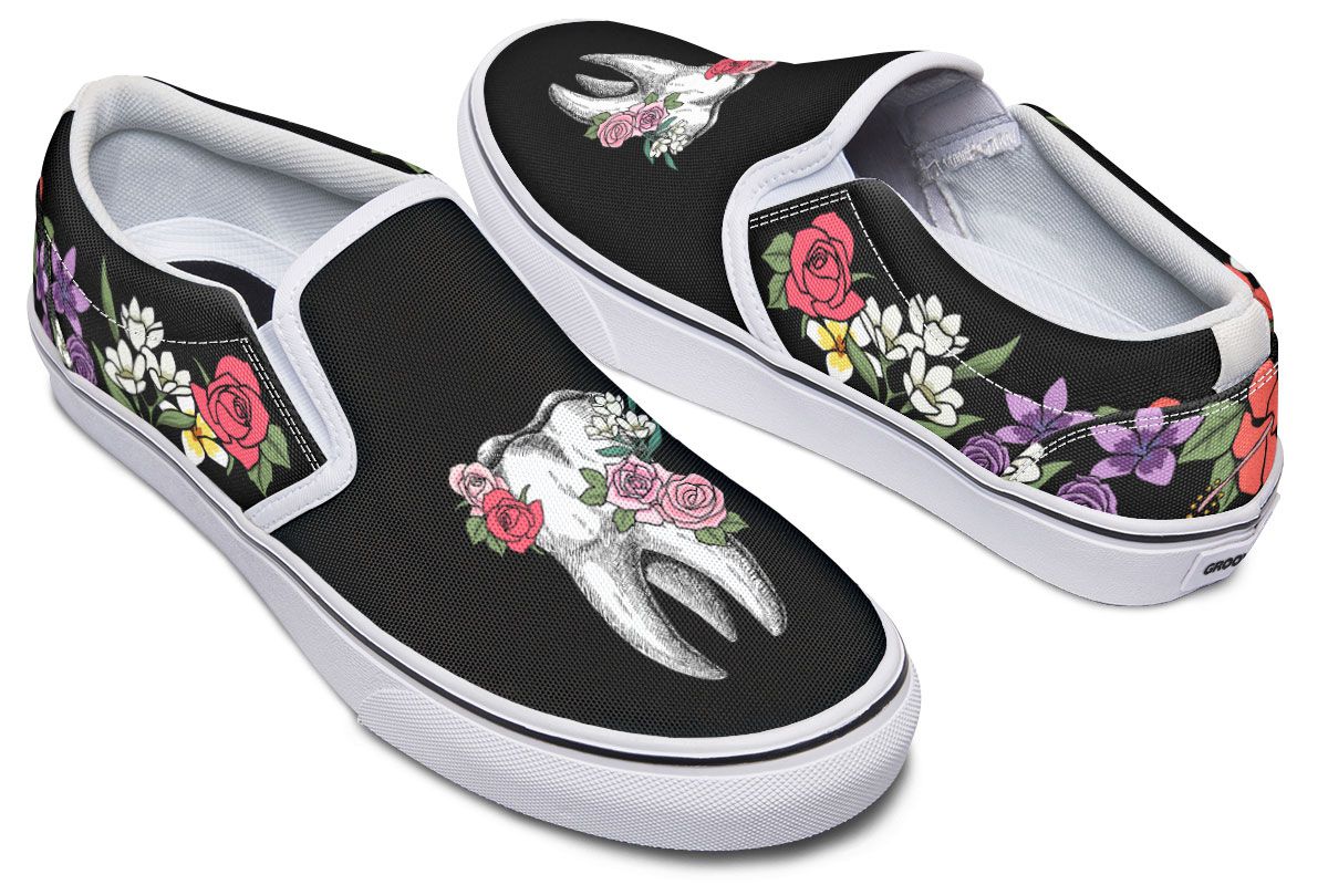 Floral Anatomy Tooth Slip-On Shoes