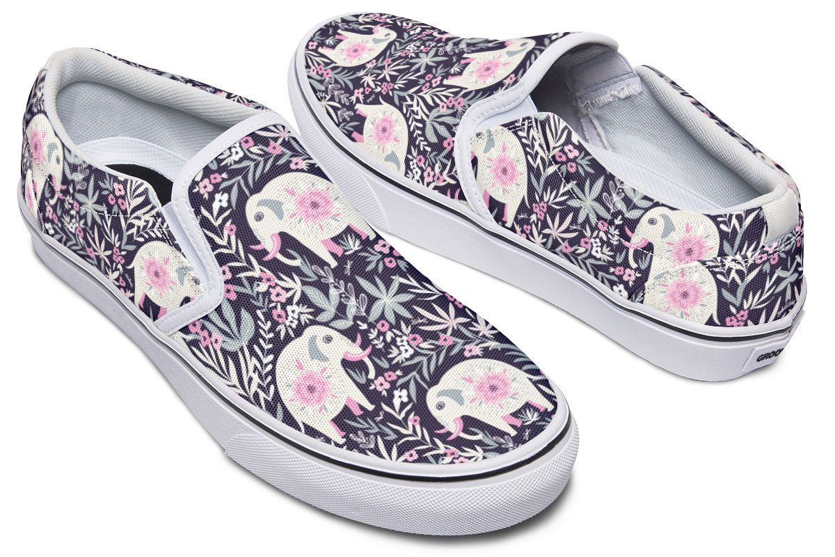 Floral Elephant Slip-On Shoes