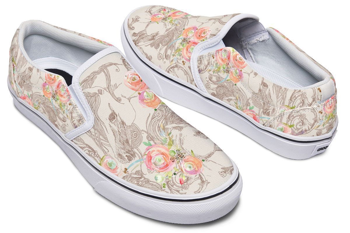 Floral Horse Slip-On Shoes