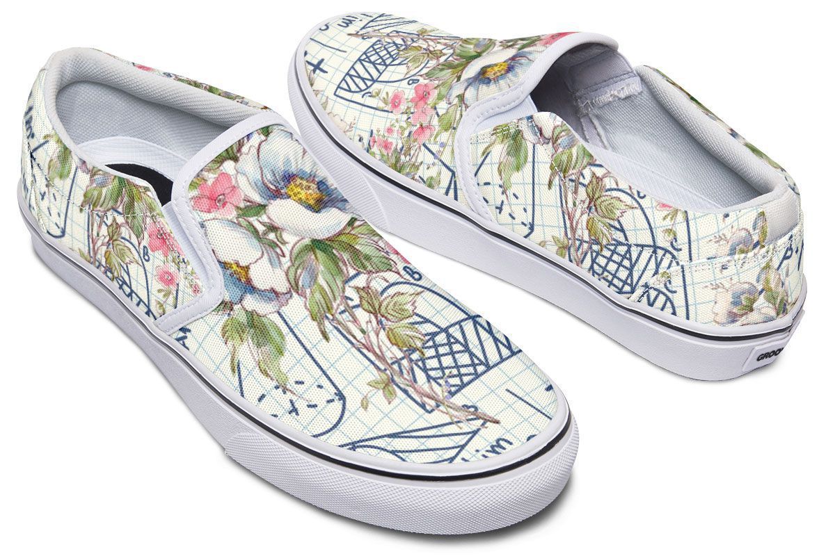 Floral Math Symbols Slip-On Shoes