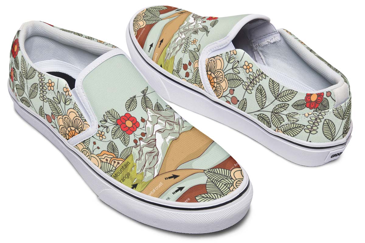 Floral Mountain Range Slip-On Shoes