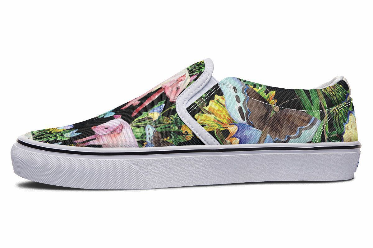 Floral Pig Slip-On Shoes