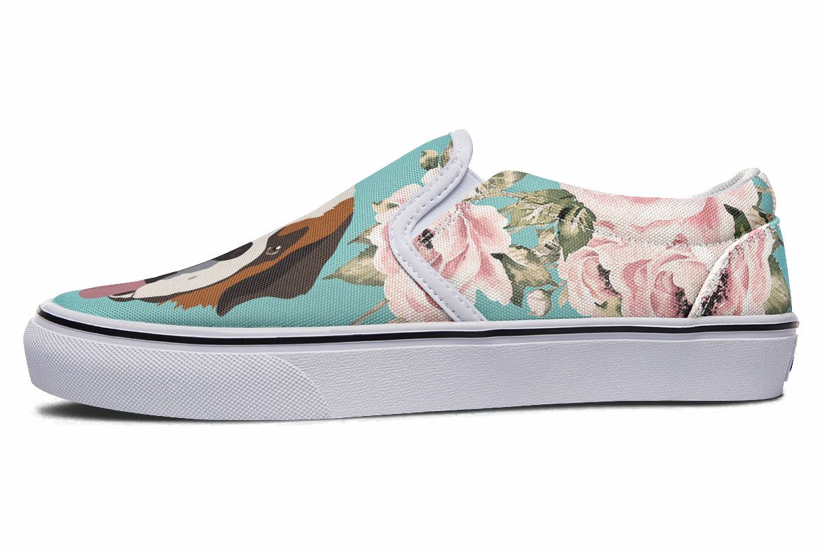 Floral Saint Bernard Slip-On Shoes