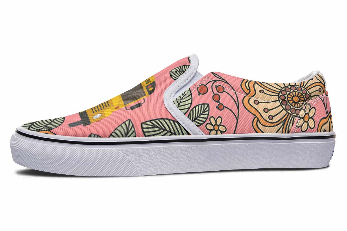 Floral School Bus Slip-On Shoes