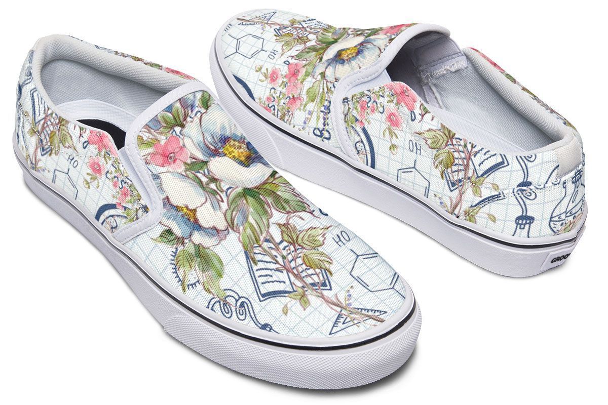 Floral Science Symbols Slip-On Shoes