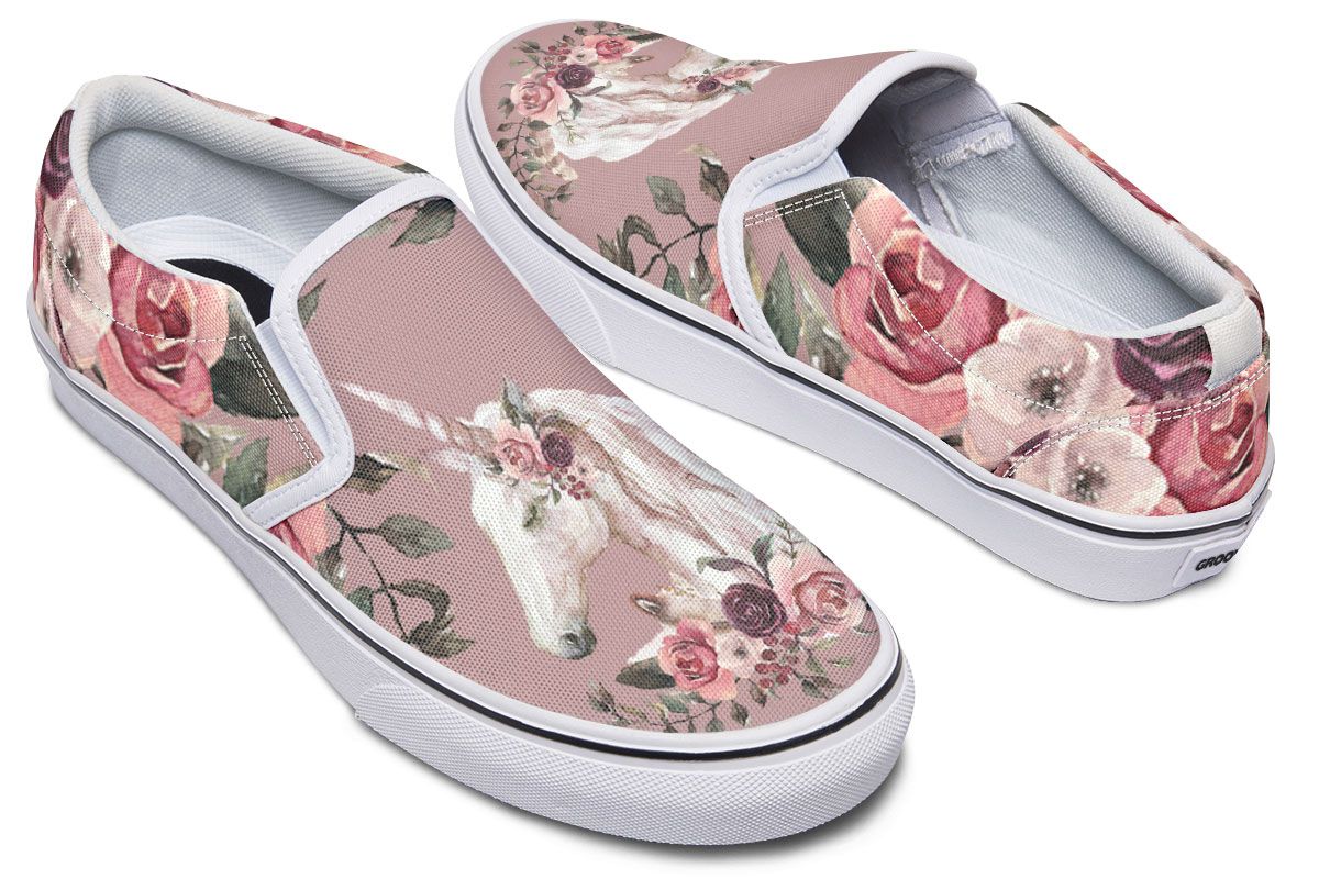 Floral Unicorn Slip-On Shoes