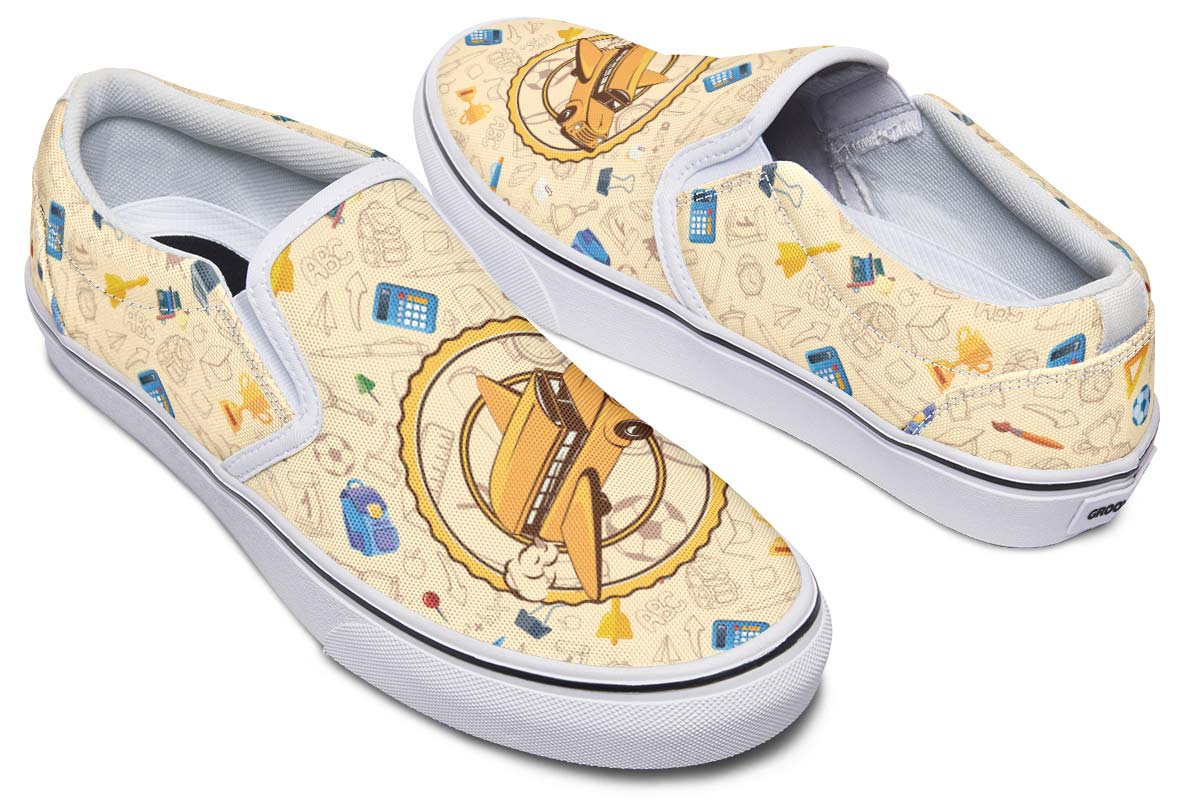 Flying School Bus Slip-On Shoes