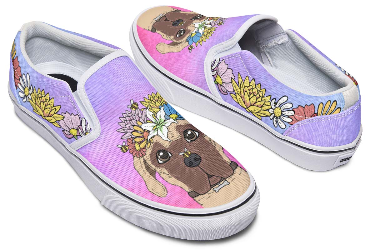 Fun Floral Great Dane Slip-On Shoes