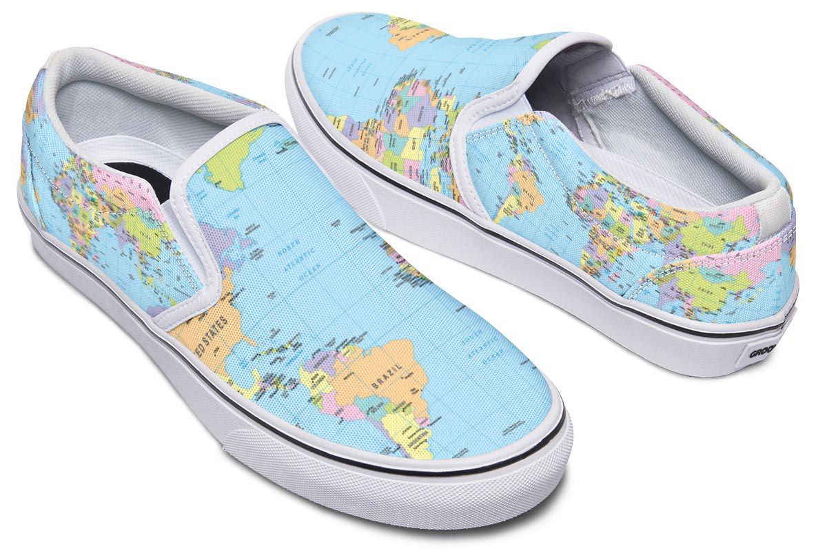 Geography Globe Slip-On Shoes