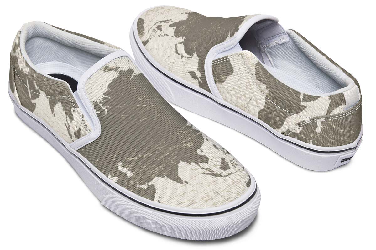Geography Map Slip-On Shoes