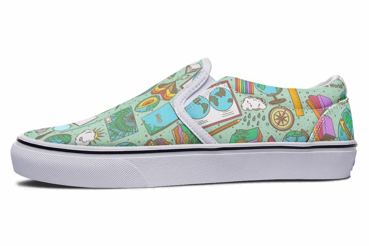 Geography Pattern Slip-On Shoes