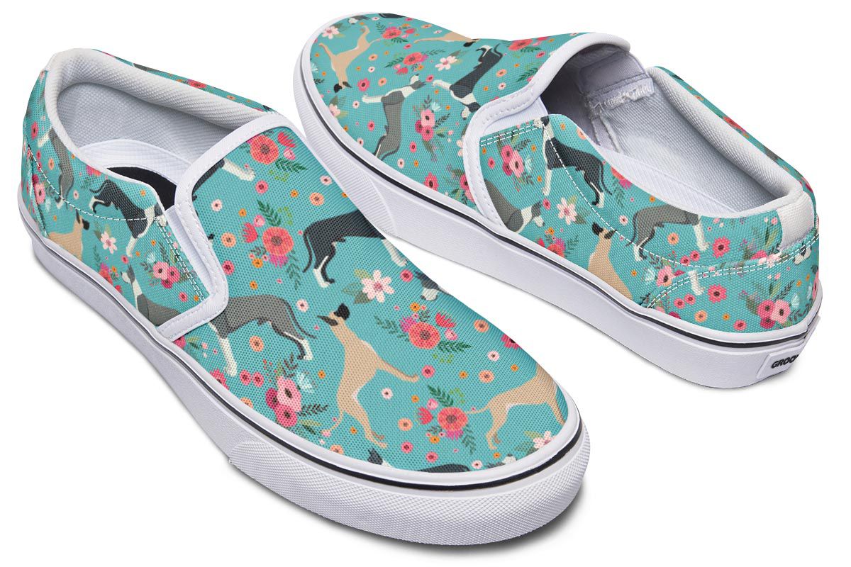 Great Dane Flower Slip-On Shoes