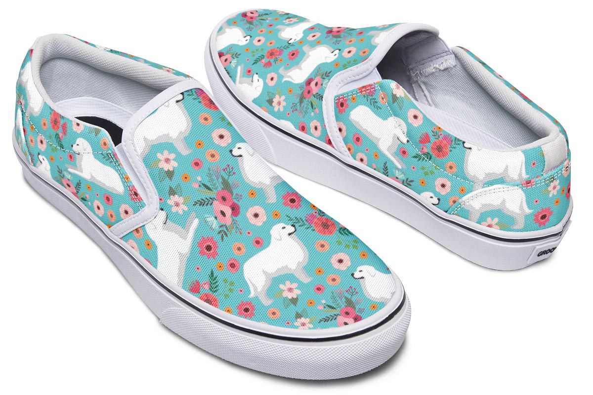 Great Pyrenees Flower Slip-On Shoes