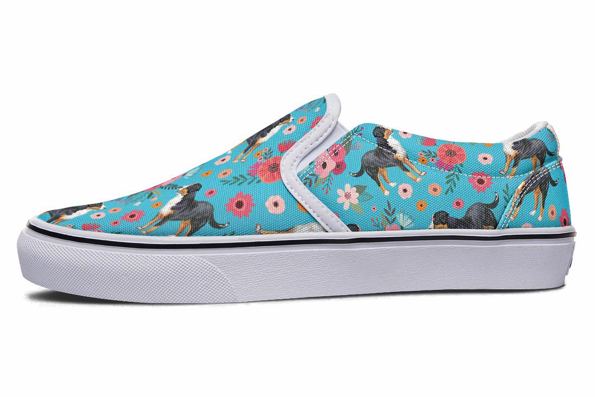 Greater Swiss Mountain Dog Flower Slip-On Shoes
