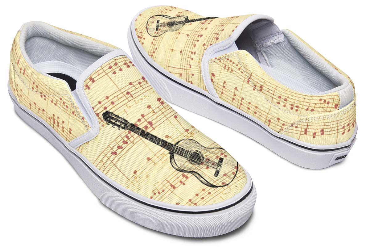Guitar Sketch Slip-On Shoes