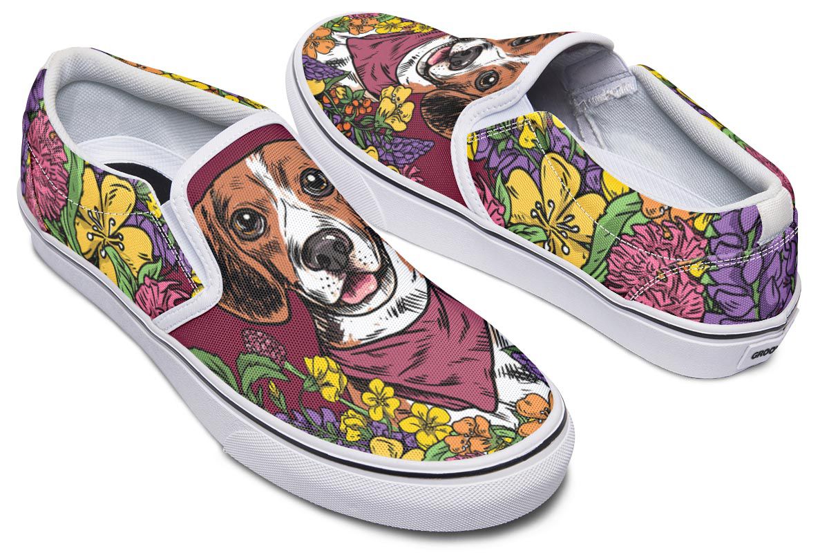 Illustrated Beagle Slip-On Shoes