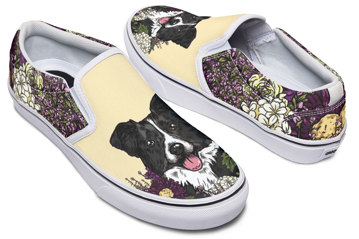 Illustrated Border Collie Slip-On Shoes