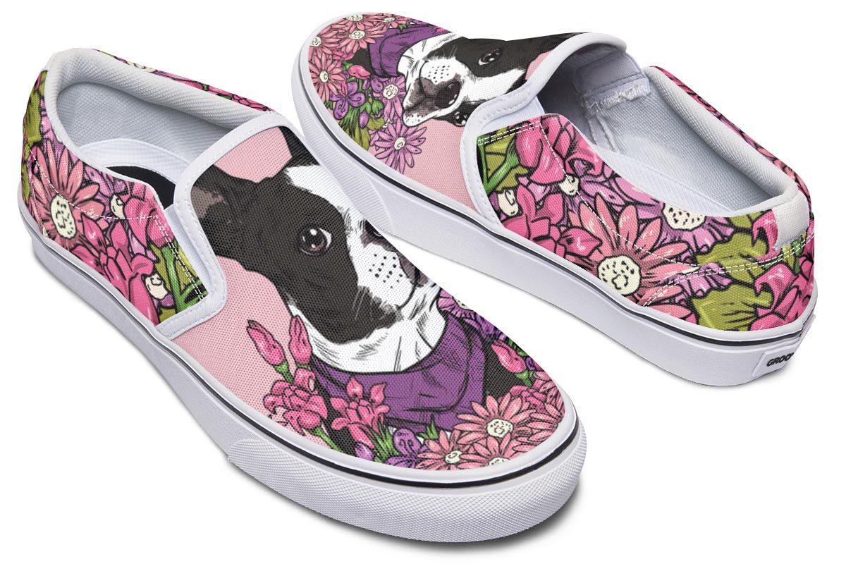 Illustrated Boston Terrier Slip-On Shoes