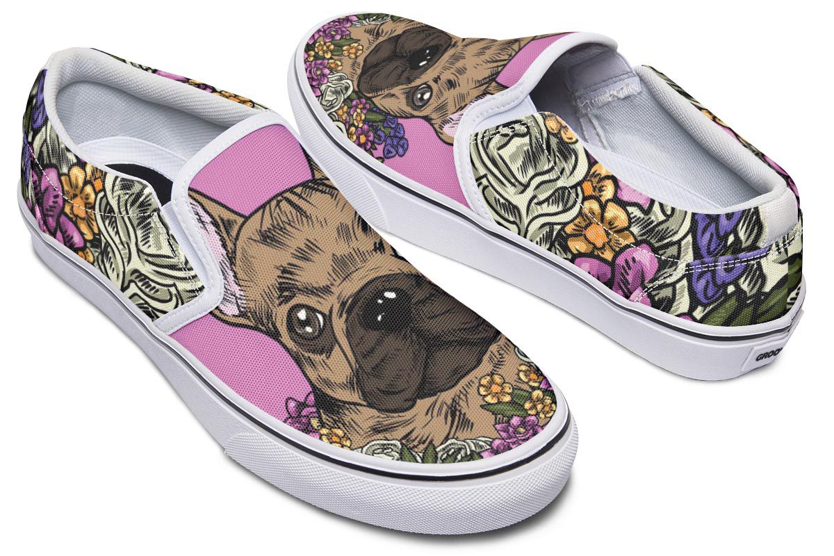 Illustrated French Bulldog Slip-On Shoes