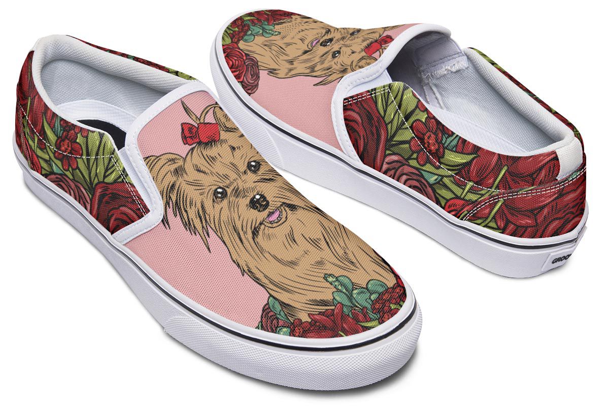 Illustrated Yorkie Terrier Slip-On Shoes