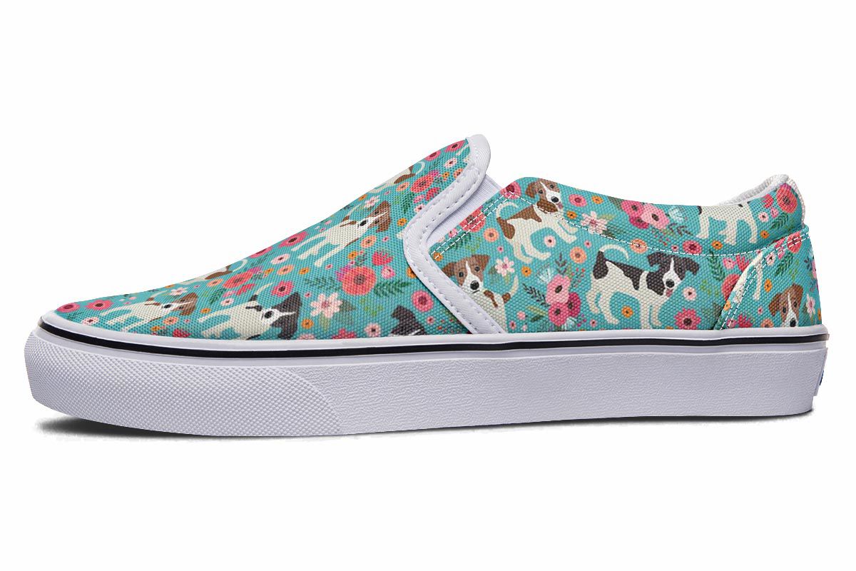 Jack Russell Flower Slip-On Shoes