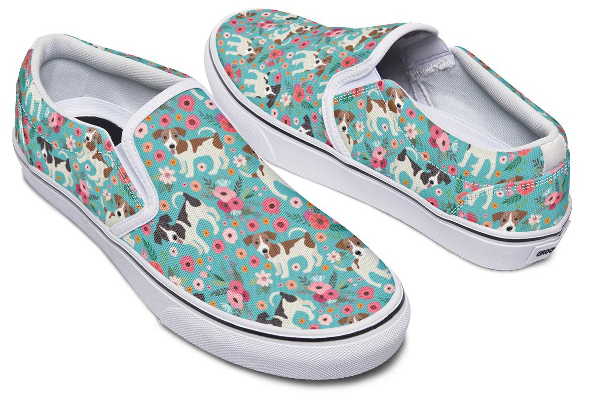 Jack Russell Flower Slip-On Shoes
