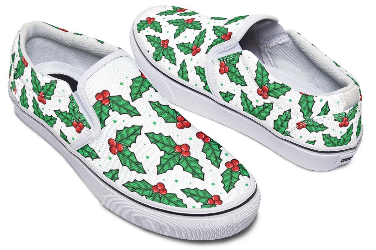 Mistletoe Pattern Slip-On Shoes
