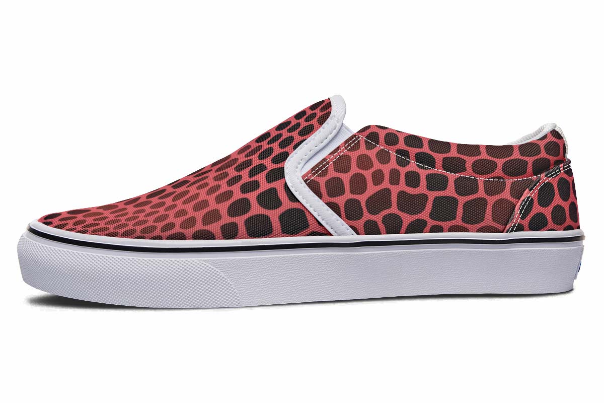 Pink Reptile Design Slip-On Shoes