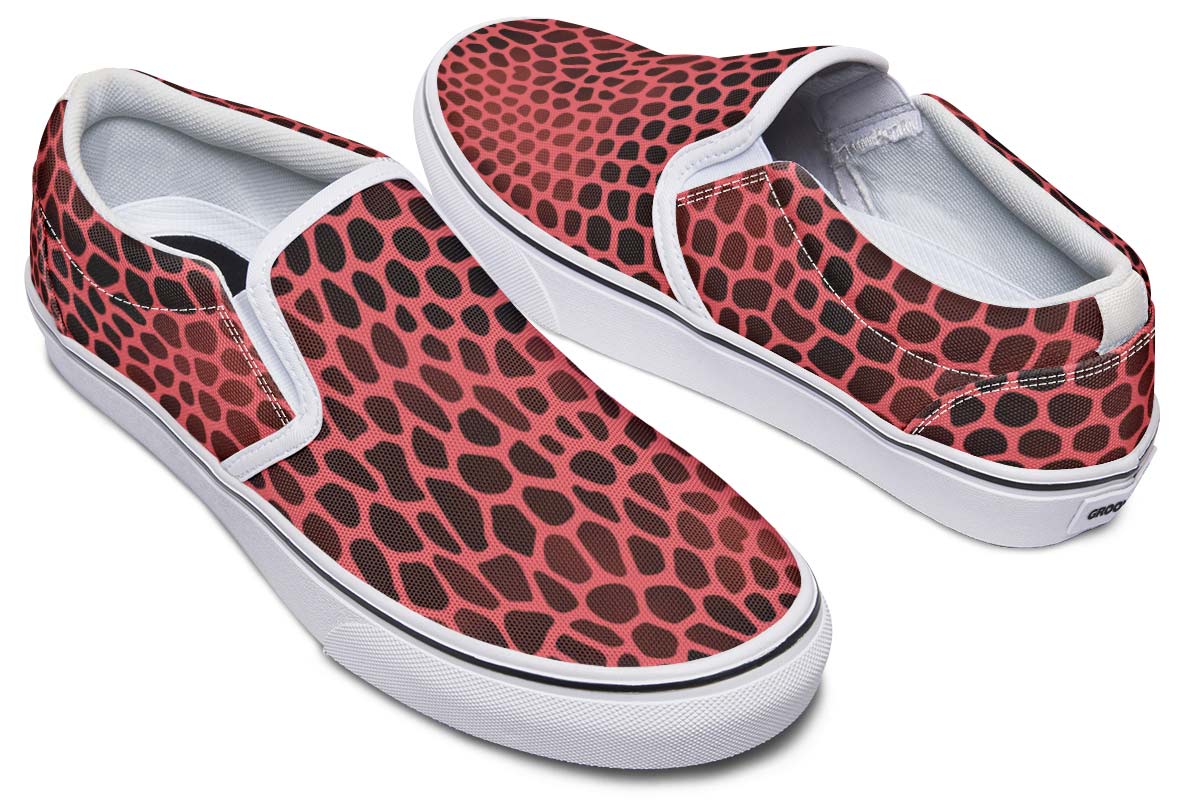 Pink Reptile Design Slip-On Shoes