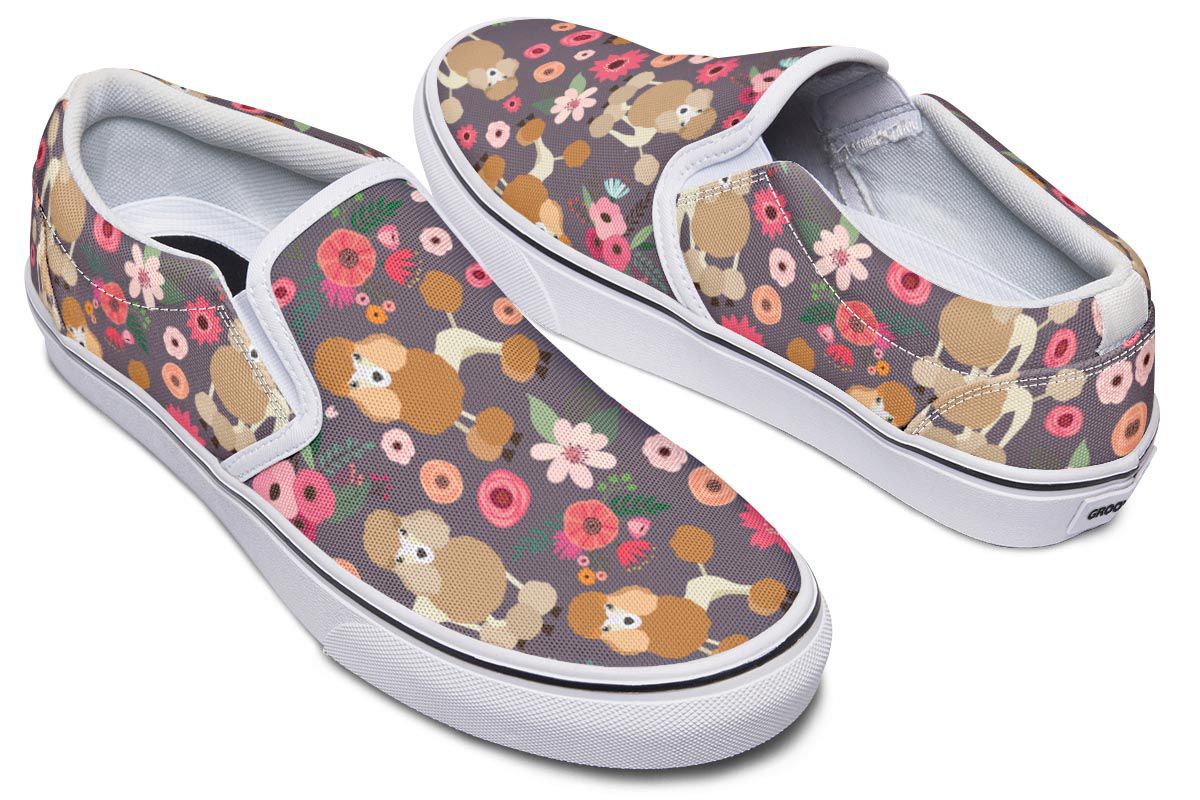 Poodle Flower Slip-On Shoes