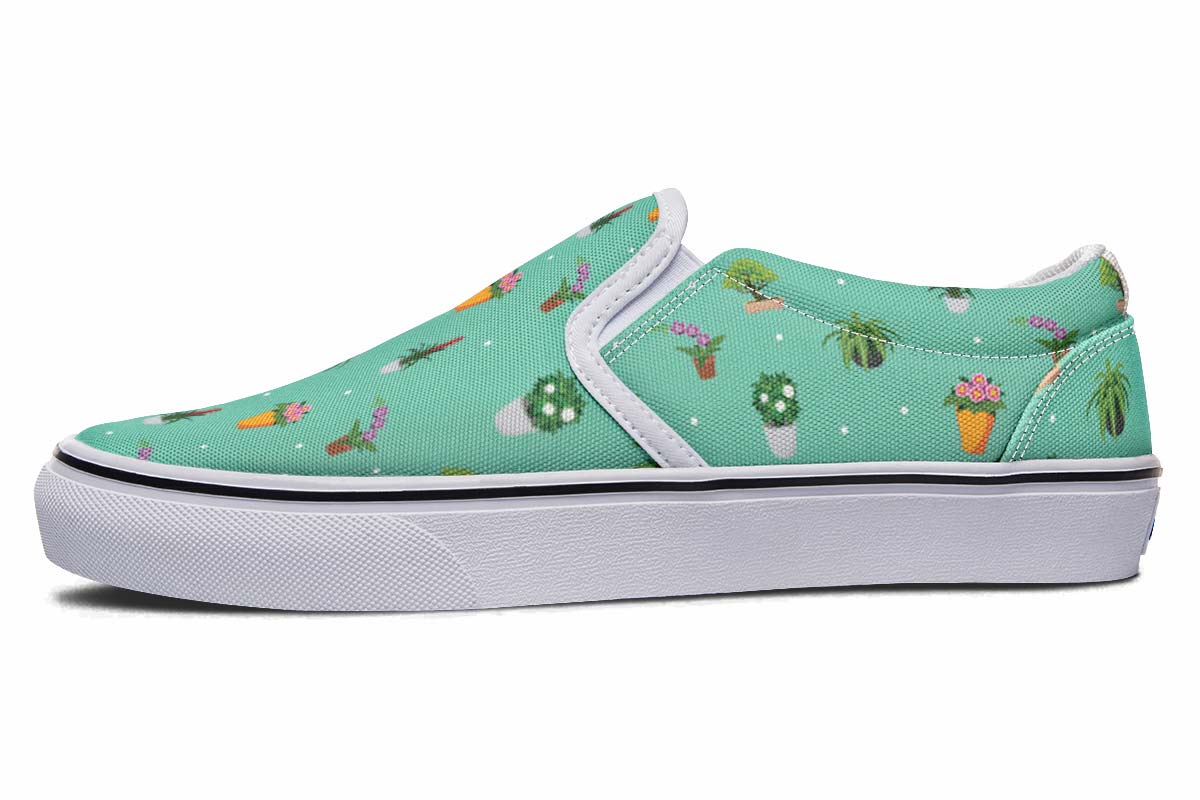 Potted Plant Pattern Slip-On Shoes