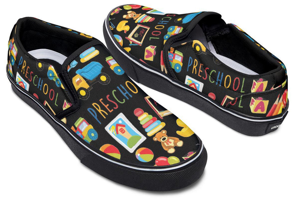 Preschool Teacher Black Slip-On Shoes