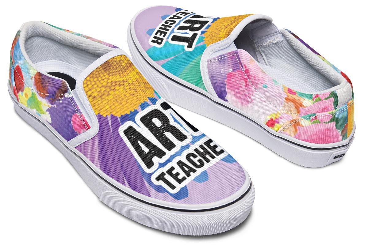 Rainbow Art Teacher Slip-On Shoes