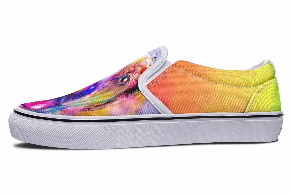 Rainbow Beagle Slip-On Shoes