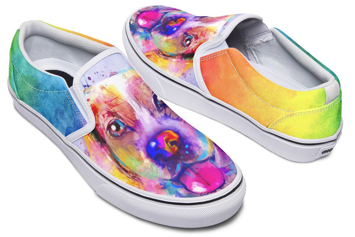 Rainbow Beagle Slip-On Shoes