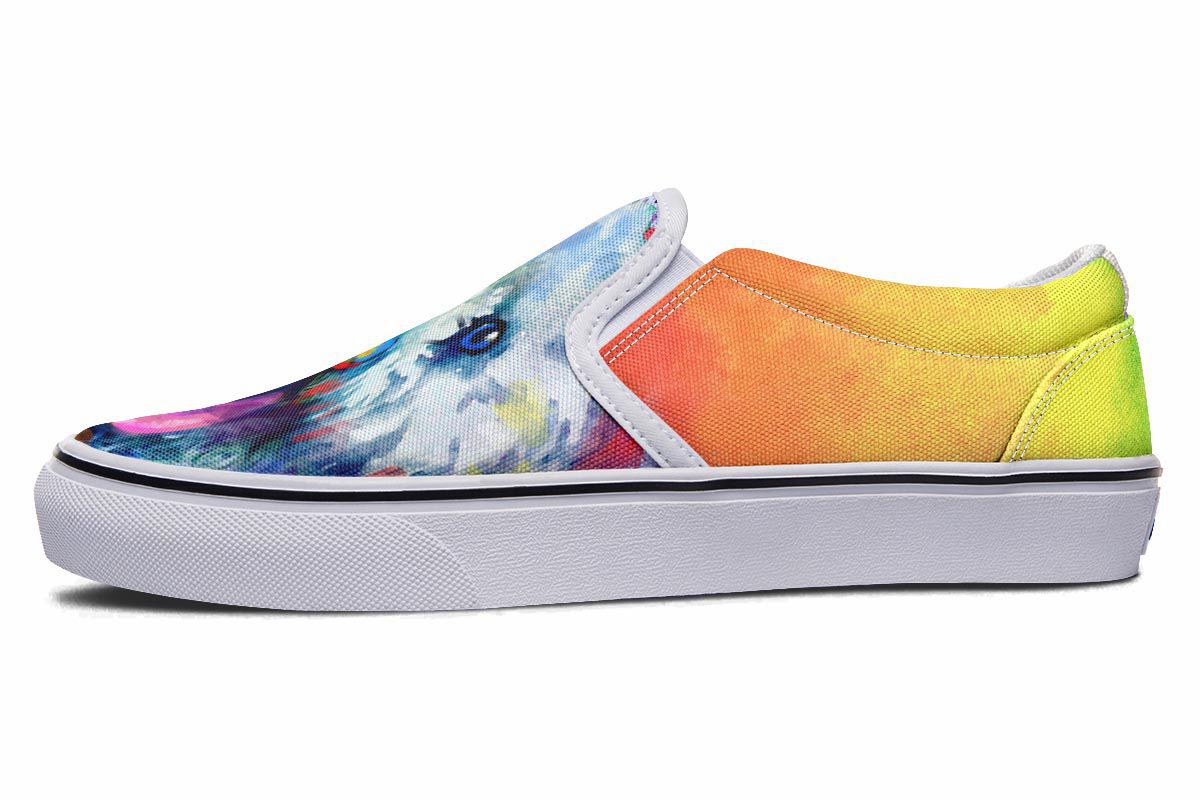Rainbow Bichon Slip-On Shoes