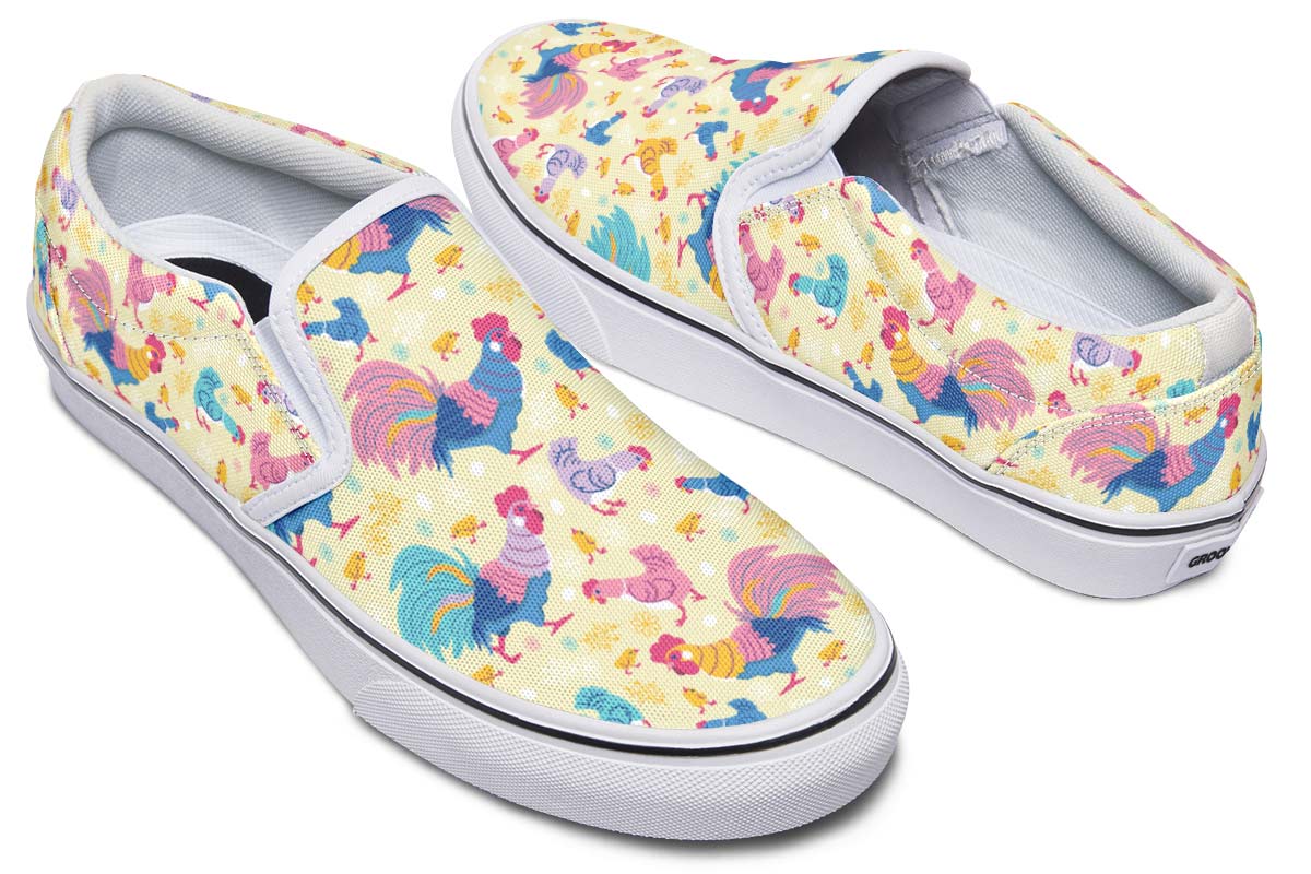 Rainbow Chicken Slip-On Shoes