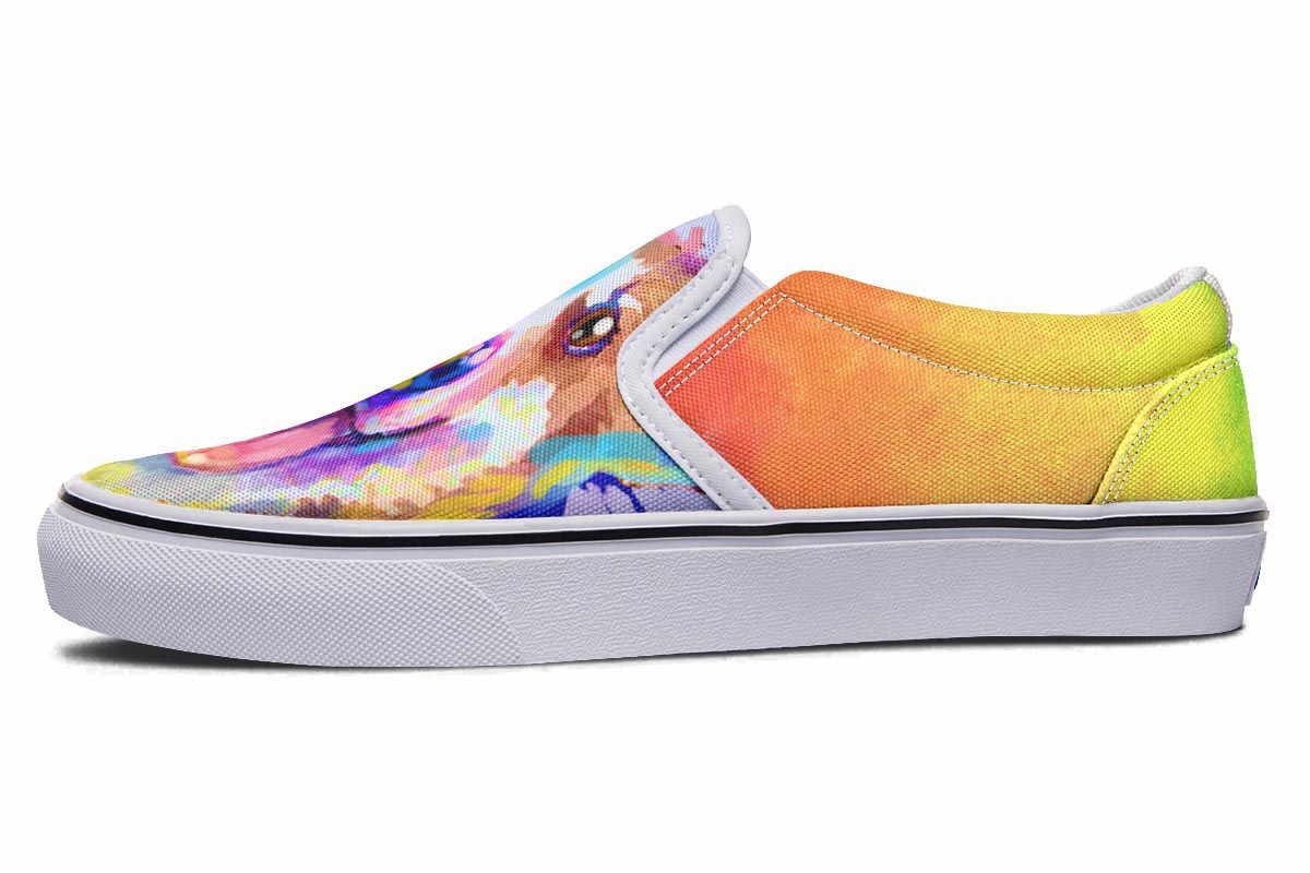 Rainbow Corgi Slip-On Shoes