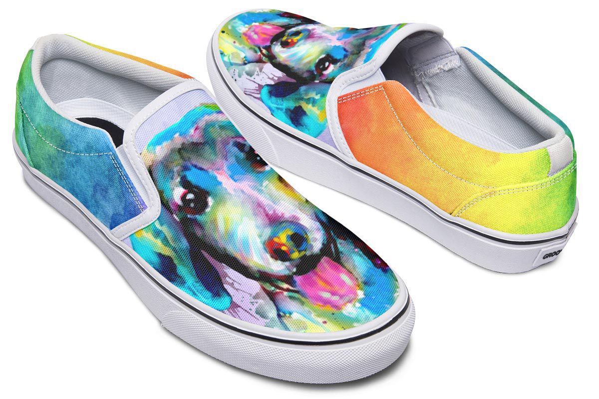 Rainbow Dachshund Slip-On Shoes