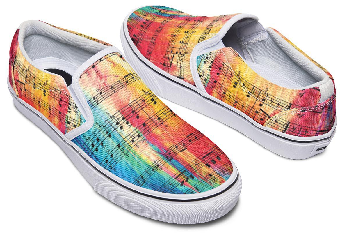Rainbow Sheet Music Slip-On Shoes