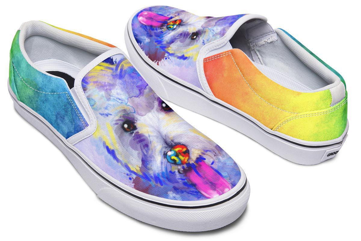 Rainbow Westie Slip-On Shoes
