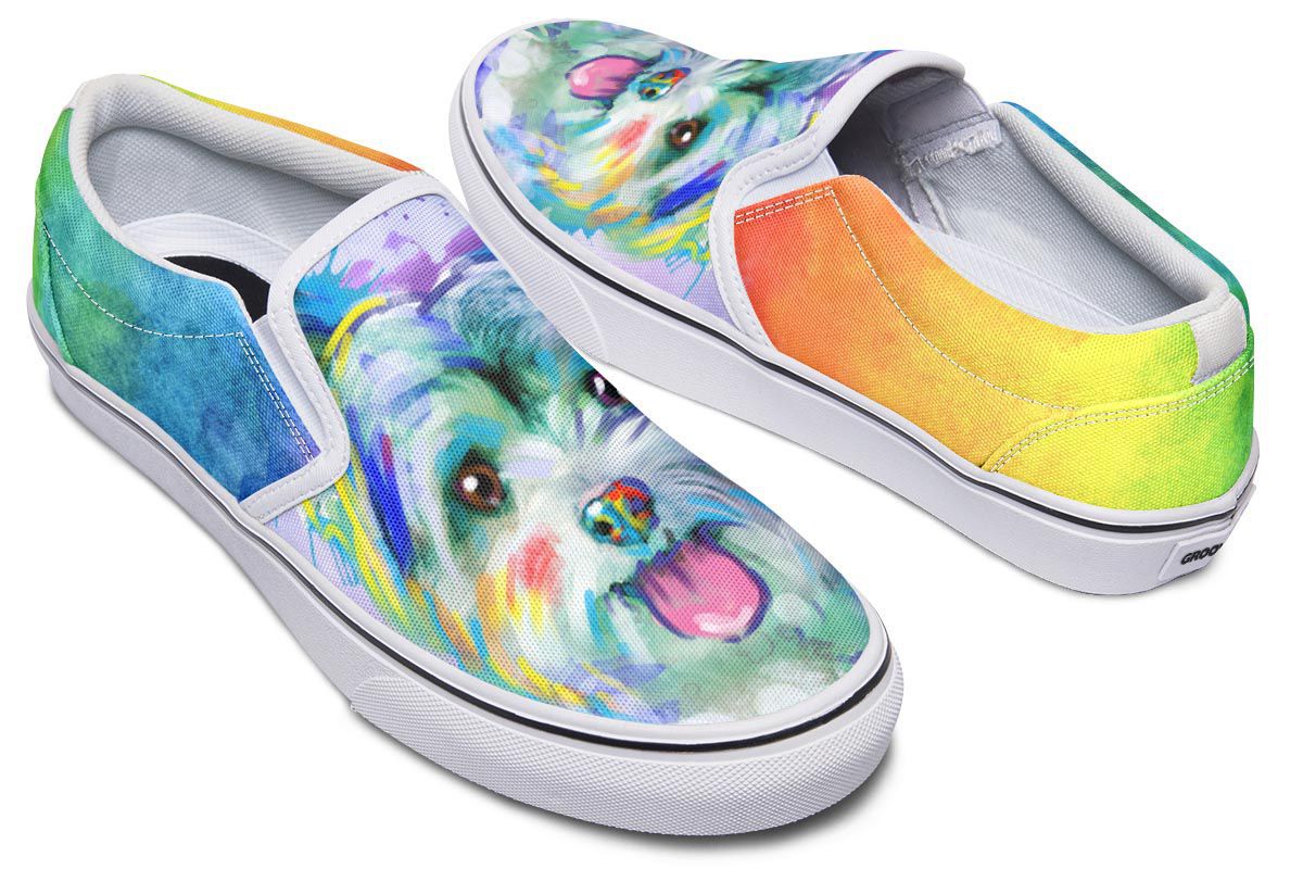 Rainbow Yorkie Slip-On Shoes