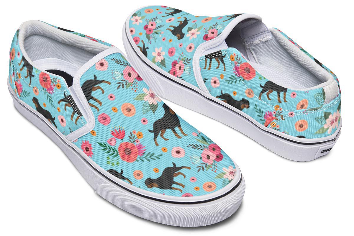 Rottweiler Flower Slip-On Shoes