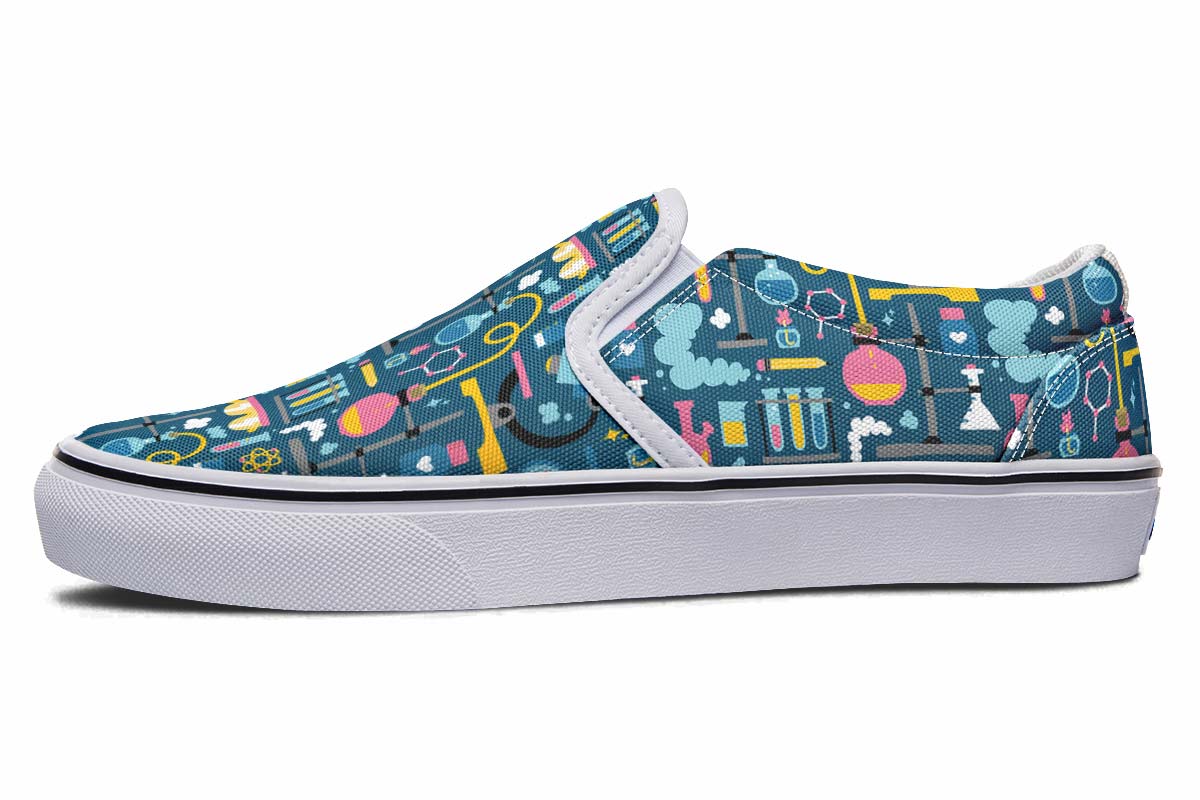 Science Lab Pattern Slip-On Shoes