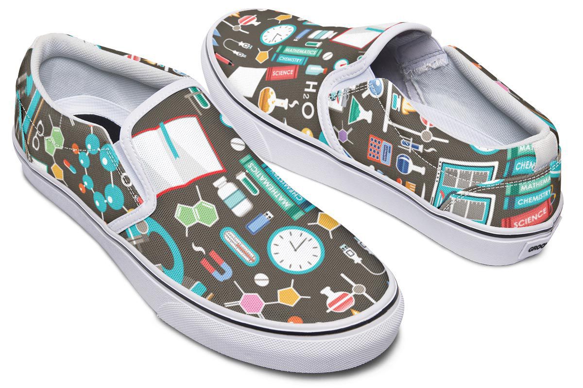 Science Pattern Slip-On Shoes