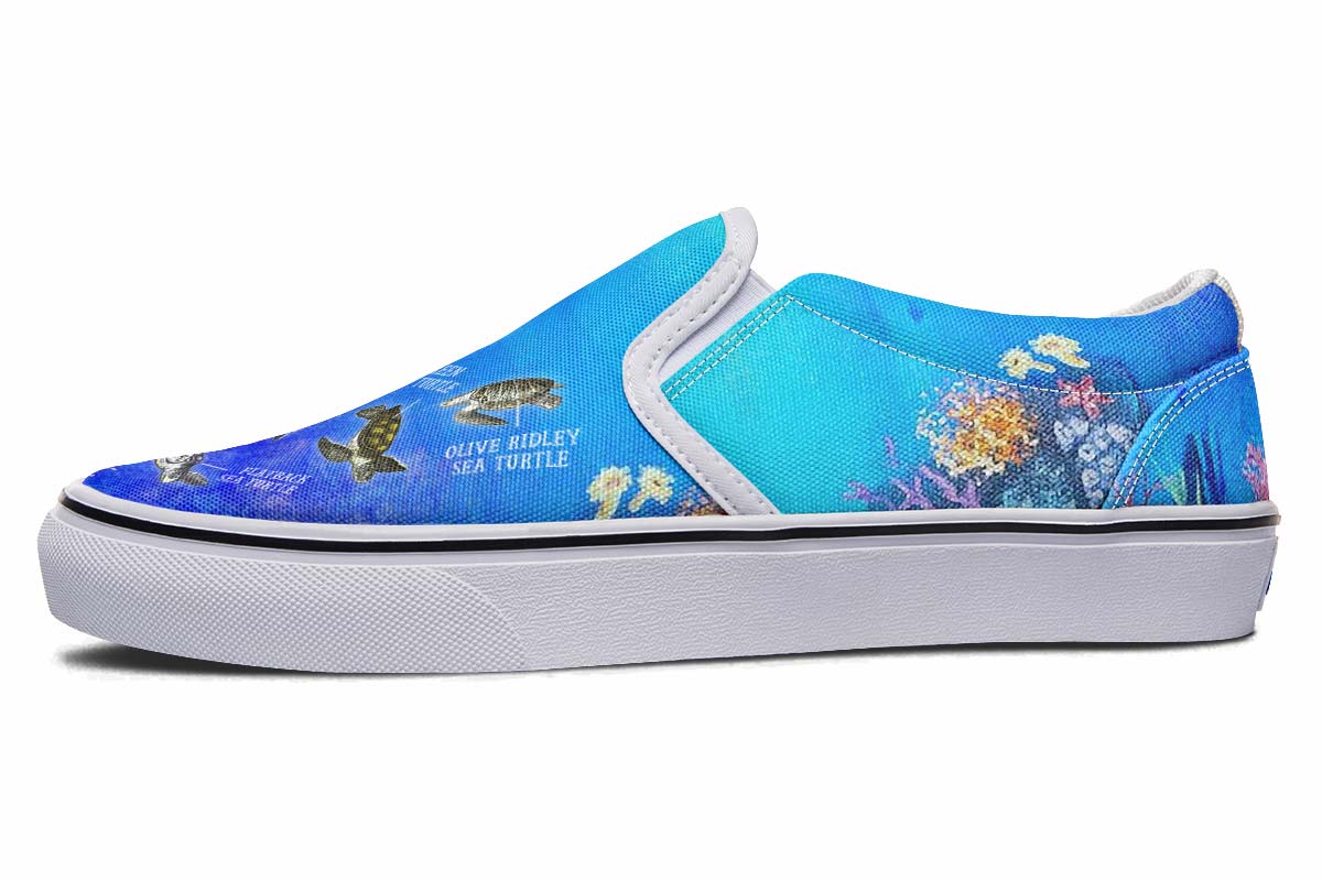 Sea Turtle Diagram Slip-On Shoes