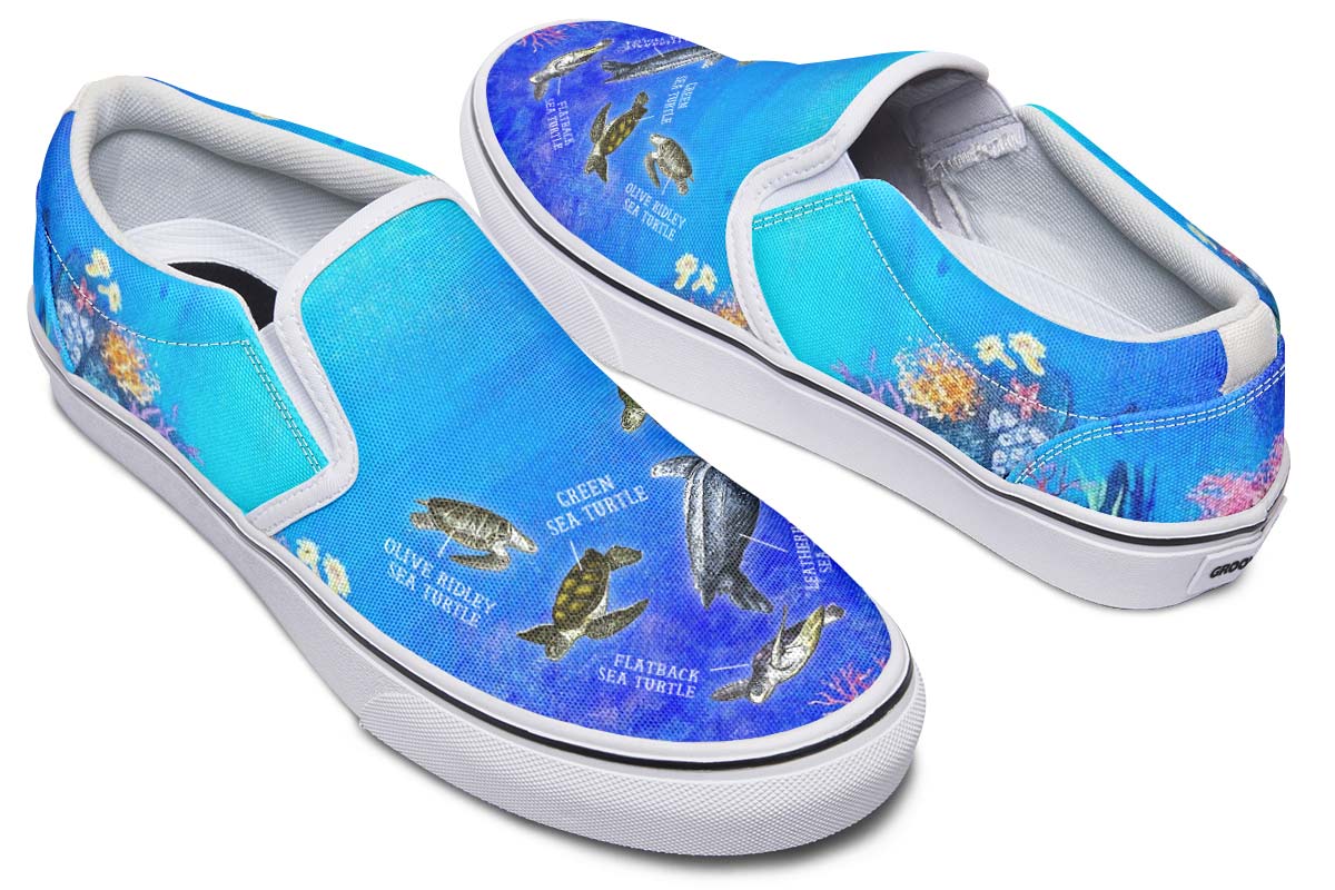 Sea Turtle Diagram Slip-On Shoes