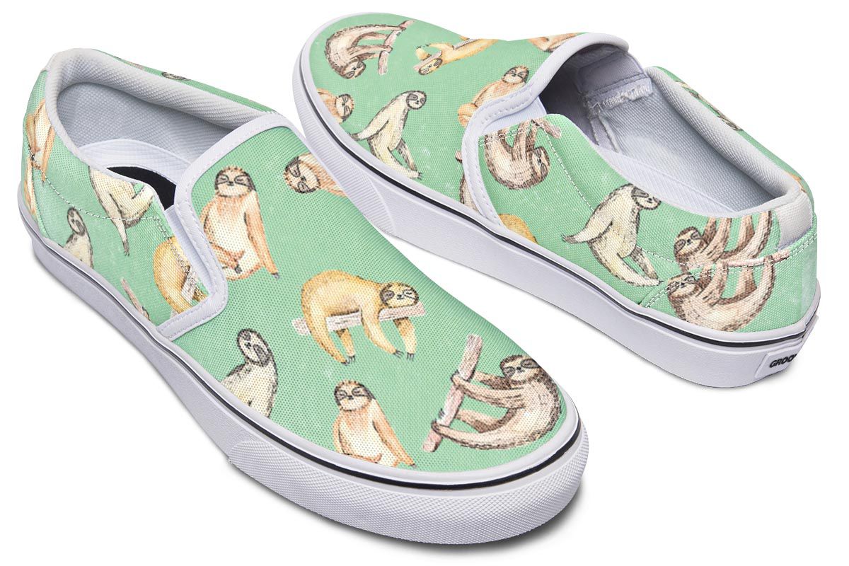 Sloth Pattern Slip-On Shoes