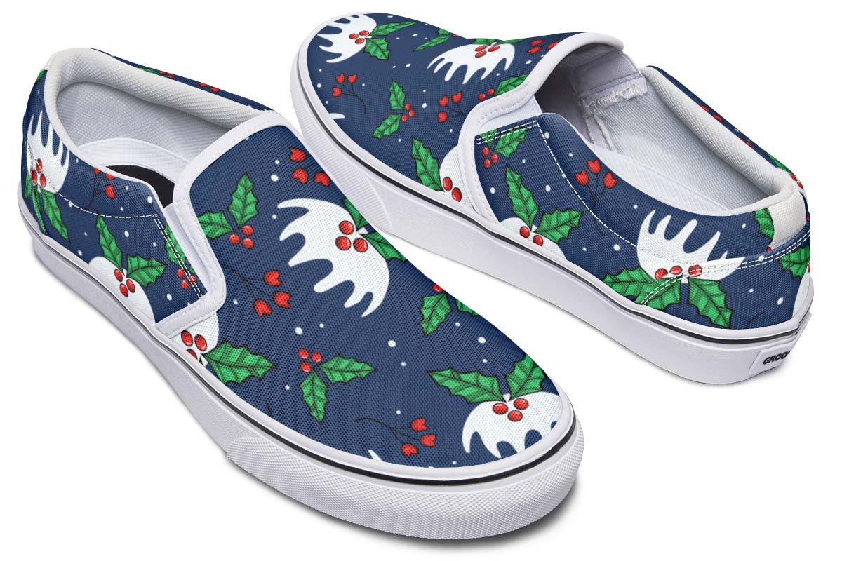 Snowy Mistletoe Slip-On Shoes