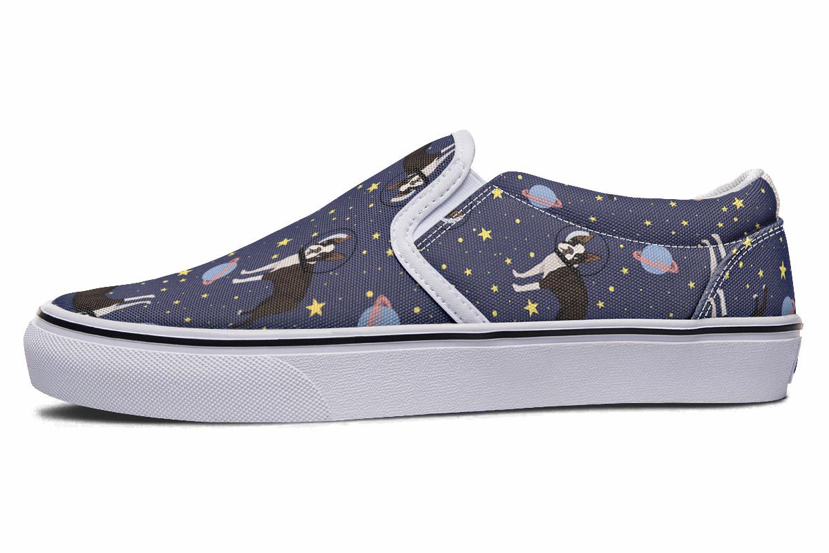 Space Boston Terrier Slip-On Shoes